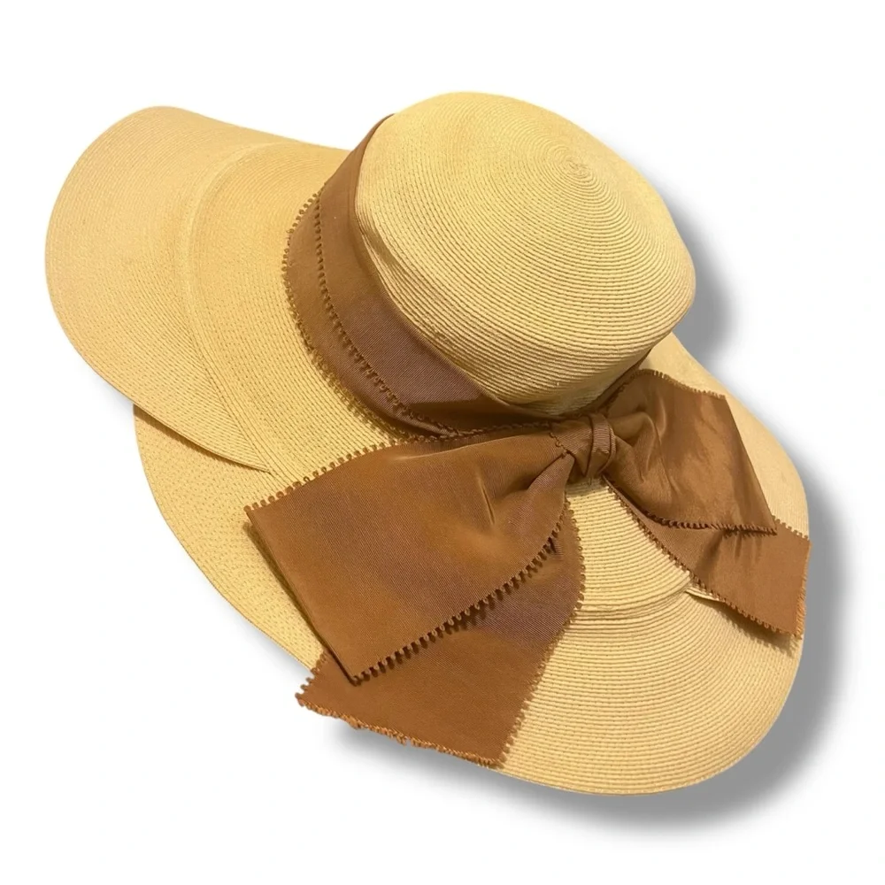Vintage Stix, Baer & Fuller French Room Wide Brim Raffia Straw Hat - Picture 1 of 8